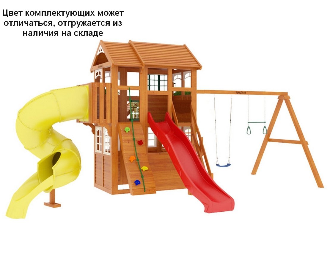 Детская деревянная площадка Клубный домик 3 с трубой Luxe
